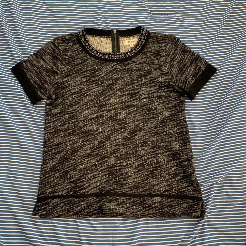 Madewell black and white knit short sleeve top